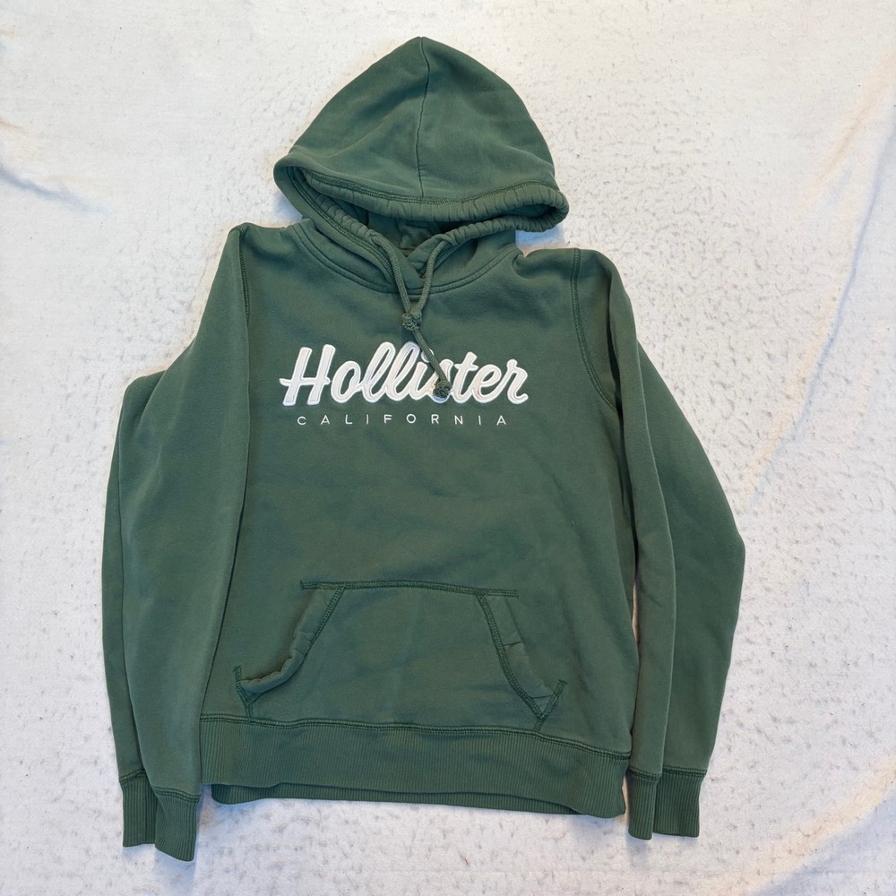 Hollister Hoodie Pullover Womens Size M Green Logo Long Sleeve
